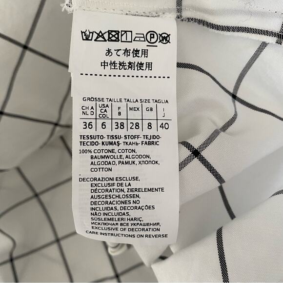 Weekend Max Mara Window Pain Check White Black Blouse Beaded Collar size large - Picture 8 of 9